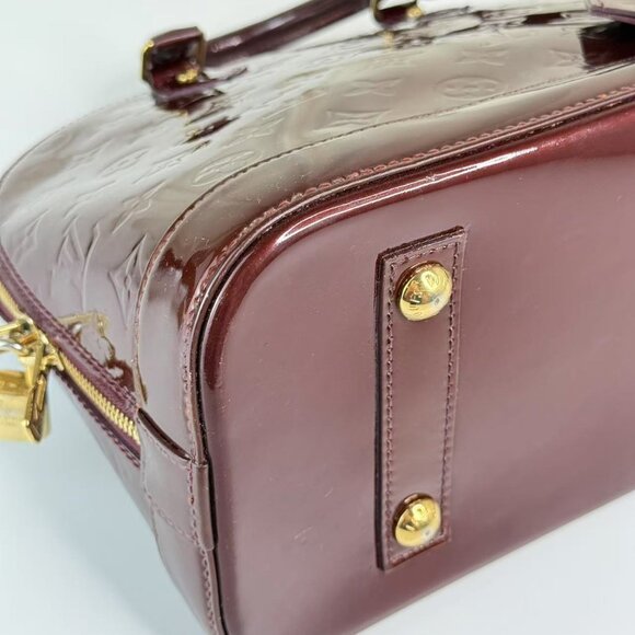 Louis Vuitton Burgundy Alma MM Top Handle Bag Monogram Vernis - Picture 7 of 10